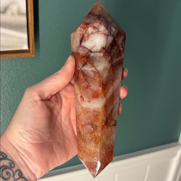 Fire Quartz Crystal Wand on Stand - Picture 7 of 7